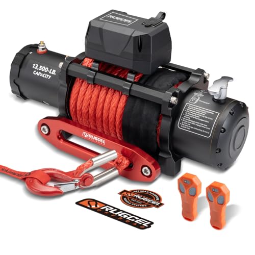 RUGCEL WINCH 13500lb Waterproof Electric Truck Winch 12V ... [wide application]Special designed for atv, utv, c