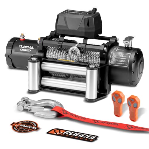 RUGCEL WINCH 13500lb Waterproof Electric Truck Winch 12V ... 【STURDY & DURABLE MATERIAL】- Waterproof IP67 ratin