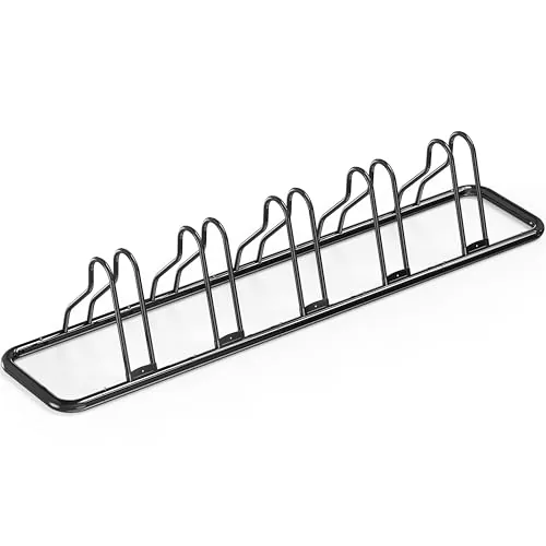 Simple Houseware 5-Bike Adjustable Floor Storage Rack for... ⚠️ PLEASE CHECK YOUR TIRE SIZE FIRST: Designed to