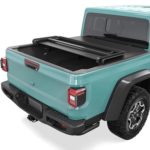 Soft Tri-Fold Truck Bed Tonneau Cover Fit for Jeep Gladia... Tailored Truck Bed Compatibility: Engineered speci