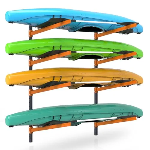 UOKRR 4 Kayak Storage Rack, Wall Mount Kayak Racks for In... 【Safety and Reliability】Our kayak storage rack is