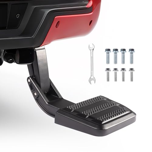 Upgraded Heavy-Duty Aluminum Truck Bed Steps Compatible w... SOLID ONE-PIECE ALUMINUM CONSTRUCTION: Constructed