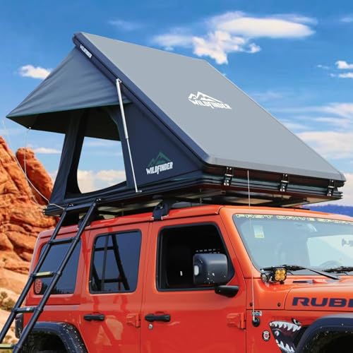 WildFinder Rooftop Tent, Hard Shell Roof Top Tent for Jee... 100% ALUMINUM ALLOY MATERIAL: Made of high quality