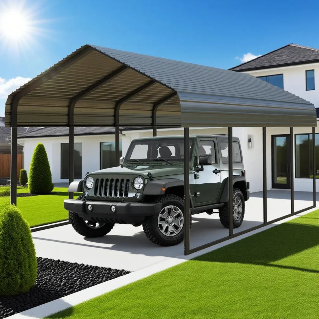 12x20 FT Heavy Duty Carport, Black Metal Carports Kits fo...