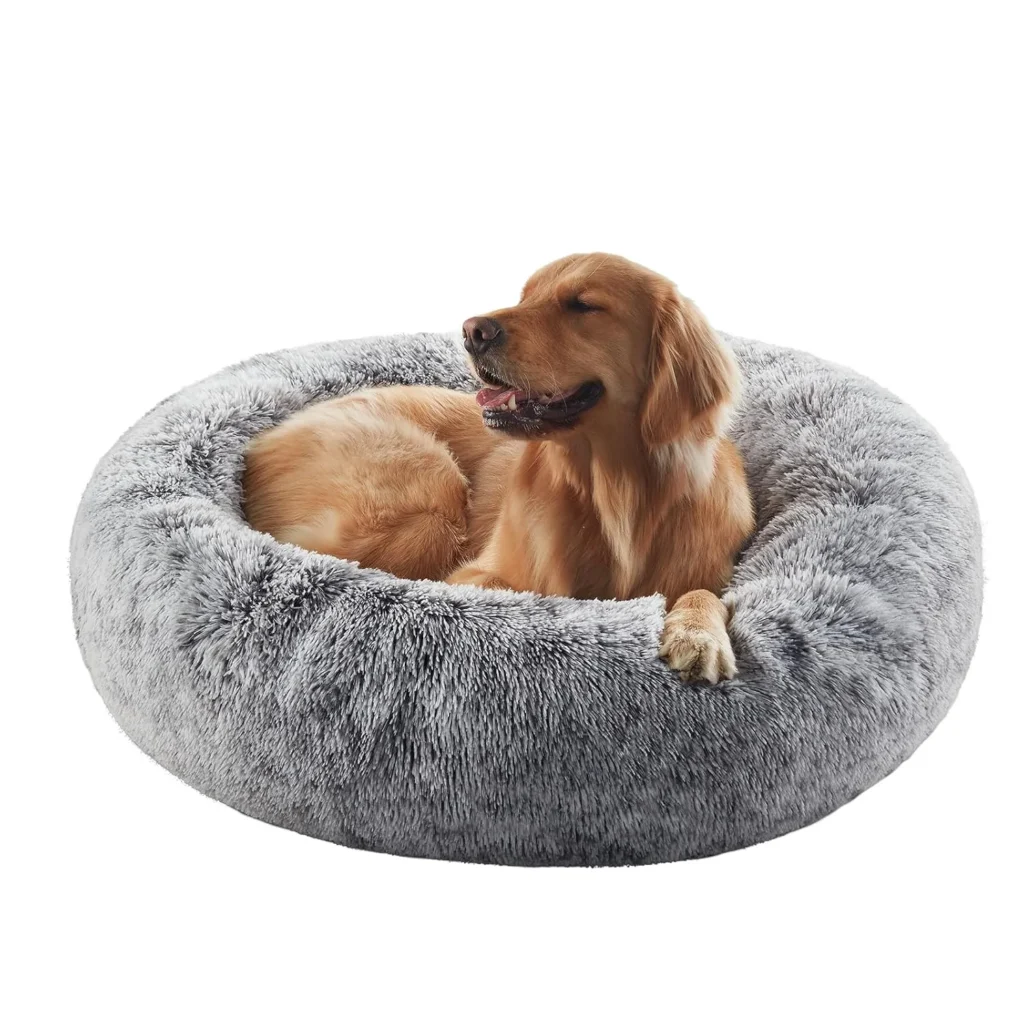 36 inches Donut Dog Bed for Large Dogs - Calming Fluffy R...