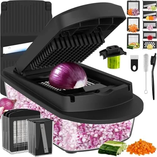 8 Blade All-in-1 Vegetable Chopper Mandoline Slicer with ...