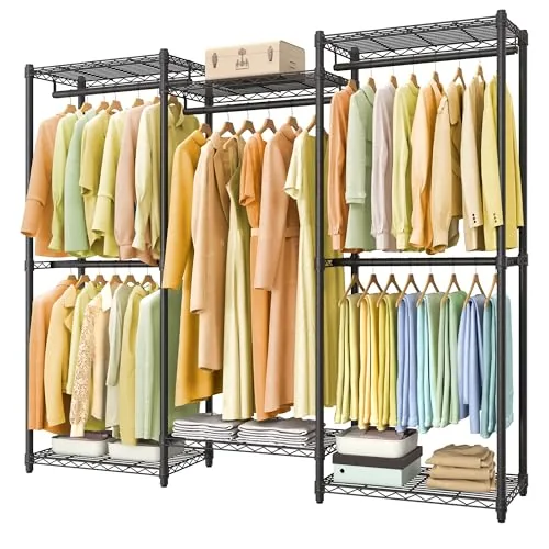 SONGMICS HOME Heavy-Duty Clothes Rack, Metal Closet Organizers and Storage System, Freestanding Ward