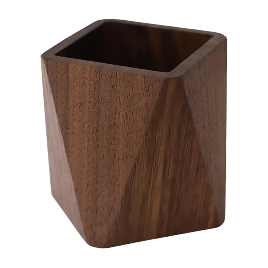 Black Walnut Wooden Pencil Box, Multiple-Use Desk Writing...