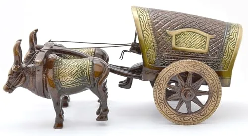 Brass Covered Village Bullock Cart Showpiece Brass Vintag...