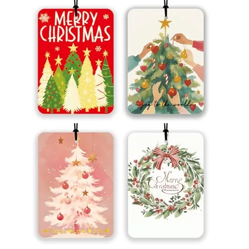 Christmas car air freshener set with tree and wreath designs