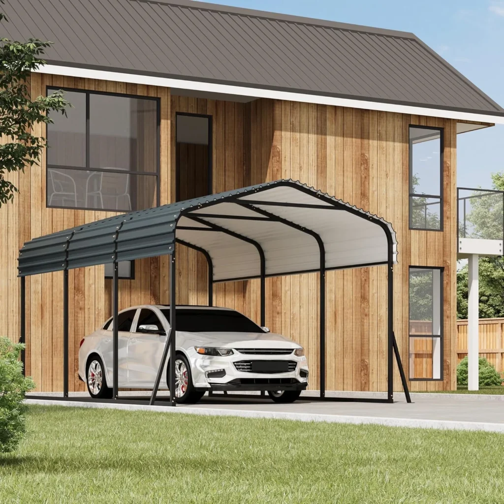 GAOMON Metal Carport, Carport with Reinforced Base and Ga...