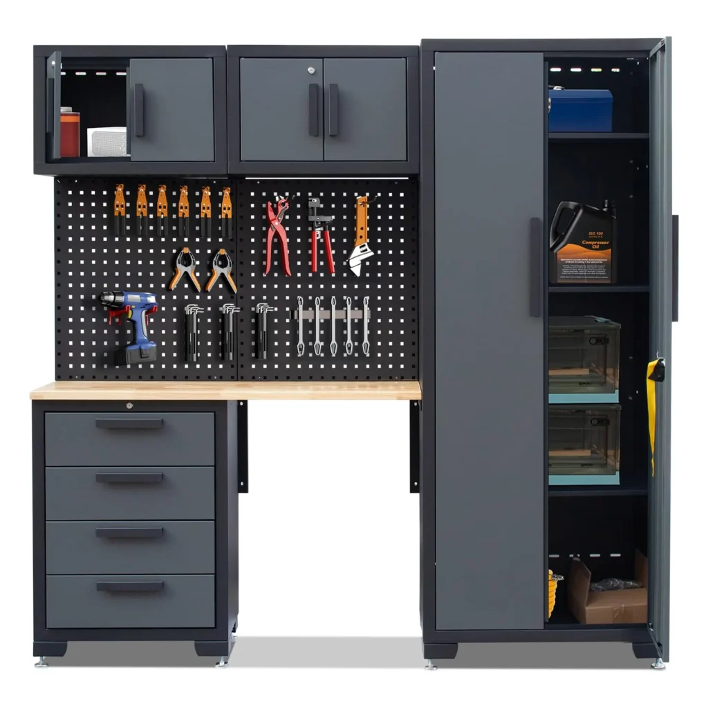 Garage Storage Cabinet System 7-Pcs Workshop Set Garage C...