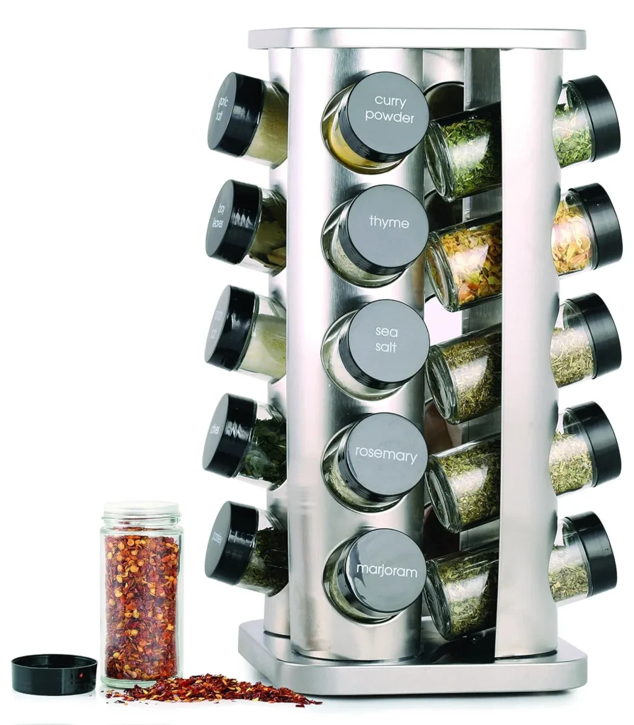 Orii 20 Jar Rotating Spice Rack with Spices Included & 5-...