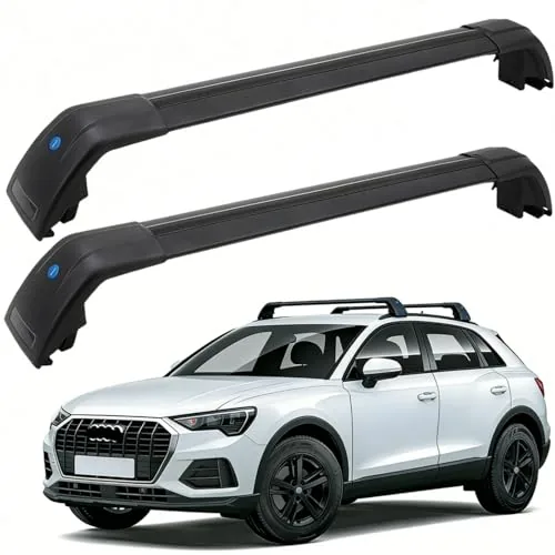 Roof rack cross bars on an Audi Q5 with flush rails