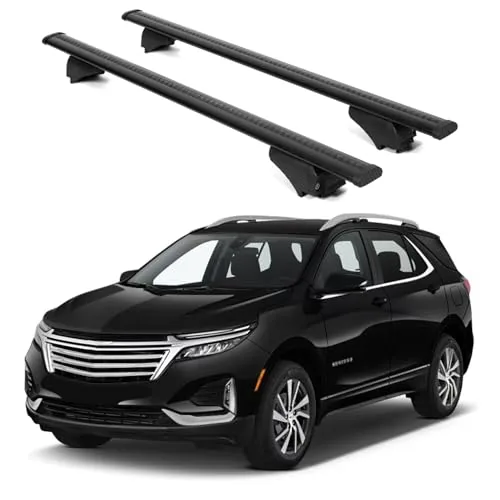 Aluminum roof rack cross bars on a Chevy Equinox