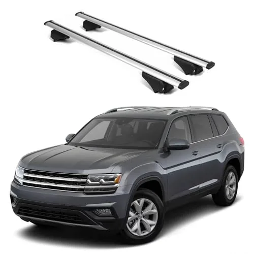 Aluminum roof rack cross bars on a Volkswagen Atlas
