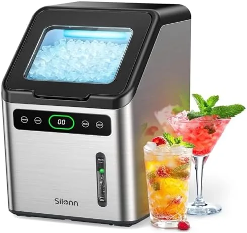 Silonn Nugget Ice Makers Countertop,Timer Pebble Ice Make...