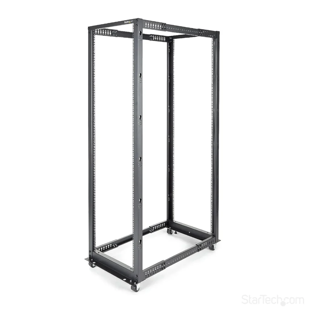 StarTech.com 4-Post 42U Mobile Open Frame Server Rack, 19...
