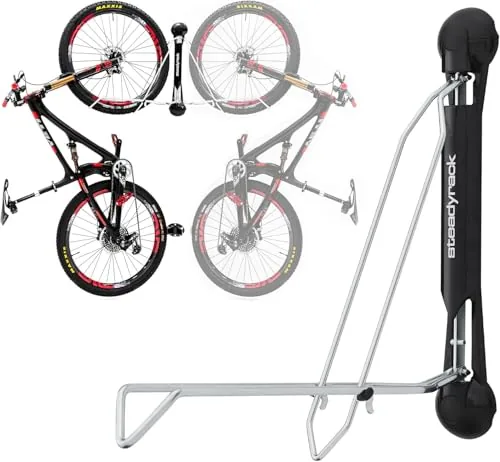 Steadyrack vertical wall-mounted bike rack holding a road bike