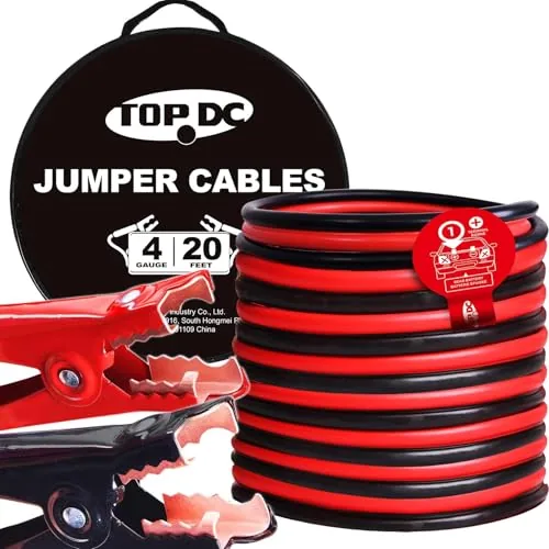 TOPDC 4 Gauge 20 Feet Heavy Duty Jumper Cables for Car an...