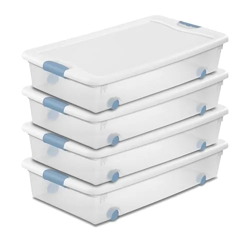 Sterilite 56 quart wheeled latching under bed storage box